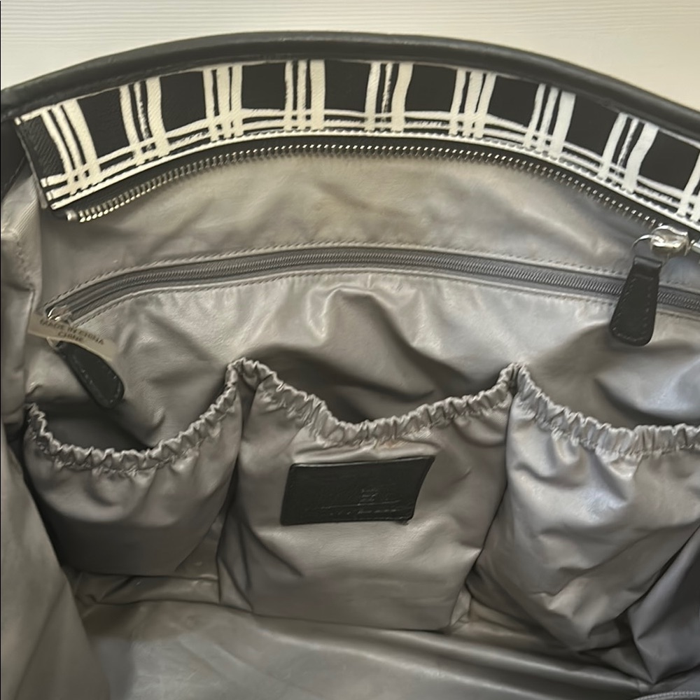 Coach Black and White Plaid Tote Bag - Picture 2 of 5